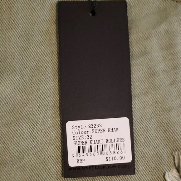 One Teaspoon Women's Olive Green Distressed Khaki Rollers Shorts 32 - Picture 2 of 8